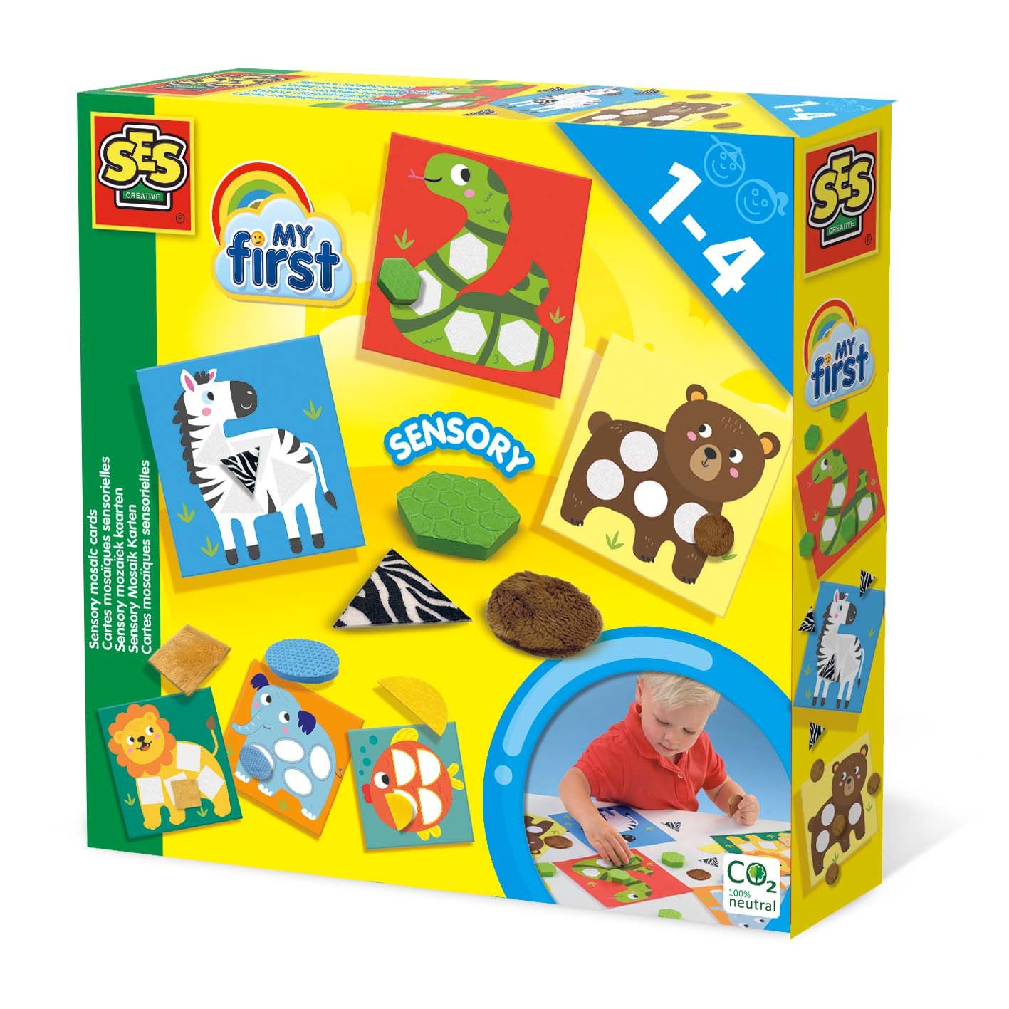 SES Creative My First Sensory mozaïek kaarten - Sensorisch Speelgoed voor Kinderen - 1+ jaar