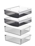 Tuka-lades, 4 x 1,7 liter, onderbureau, 21 x 18 x 5,4 cm, zelfklevende laden, verborgen onderbouwlade onder bureau, pennenbox, set van 4 stuks, zwart + transparant TKD8607