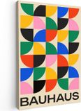 Merkloos Canvas schilderij 80x120cm - abstract vintage kunst met Bauhaus stijl, kleurrijk en modern voor woonkamer en slaapkamer decor