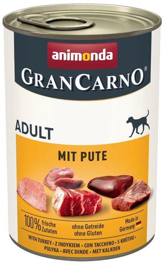 Animonda GranCarno Serie - Natvoer voor Volwassen Honden - Kalkoen - Graanvrij