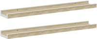 vidaXL Wandschappen 2 st 60x9x3 cm wit en sonoma eikenkleurig