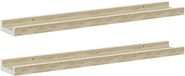 vidaXL Wandschappen 2 st 60x9x3 cm wit en sonoma eikenkleurig