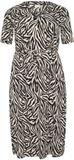 KAFFE Curve Kaffe Damesjurk KAFFE Curve Ivena Zebraprint Kort Mouw V-hals Polyester Moonstruck/Black Graphic L