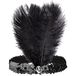 W WIDMANN MILANO Party Fashion 8668F - Pailletten hoofdband met 2 veren en 1 juweel, zwart, jaren 20, Charleston, flapper, themafeest, carnaval