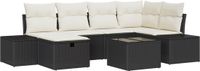 vidaXL Tuinbank Set 7-delig Zwart Polyrattan