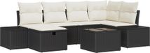 vidaXL Banc de jardin 7 pièces Noir Polyrattan