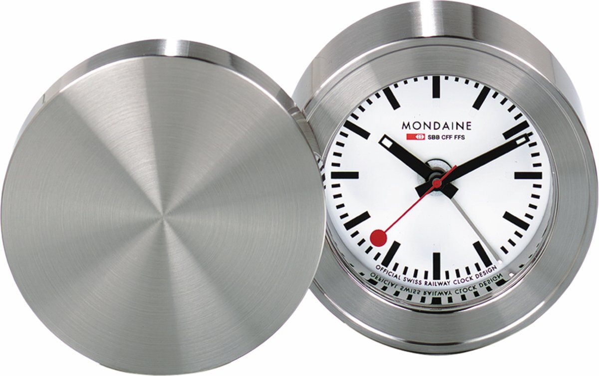 Mondaine MSM.64410 Travel Alarm Clock - Reiswekker - Metaal - Zilverkleurig - Ã˜ 50 mm
