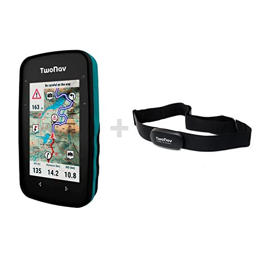 TwoNav Cross Plus + Hartritmemonitor, GPS-fietscomputer met 3,2-inch scherm voor MTB, fietsen, trekking of wandelen inclusief kaarten