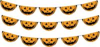 Funny Fashion Halloween - Set van 3x stuks - pompoenen thema vlaggenlijn - 5,5 meter