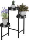 Merkloos Relaxdays plantenstandaard binnen - 61 x 55 x 30 cm - 3 etages - metaal - kunststof - zwart