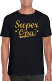 Bellatio Decorations Shoppartners Bv Super opa cadeau t-shirt met gouden glitters op zwart voor heren - kado shirt voor grootvaders / Vaderdag cadeau M