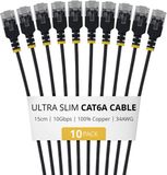 StarTech.com 15cm Ultradunne Cat6a Ethernet Kabel, Zwart, 10-Pack
