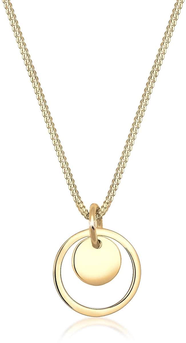 Elli Ketting Circle Geo Trend 925 verguld zilver