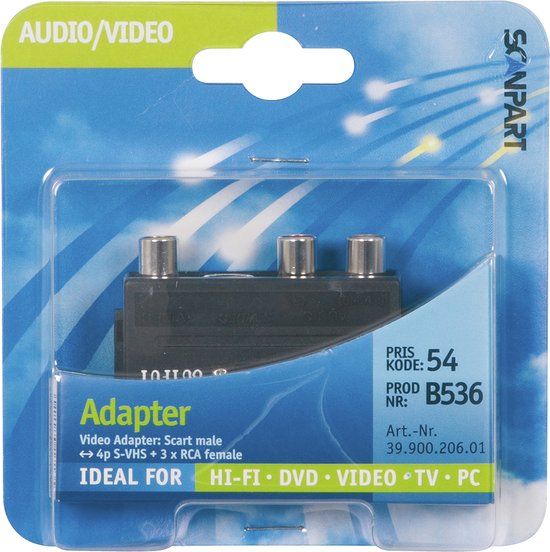 Scanpart Adapter Scart-3xTulp+SVHS+Schakelaar