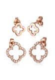Elli - Oorbellen - Dames oorsteker set klaverblad met zirkonia in 925 sterling zilver - Dames