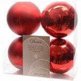 Decoris Ambiance Christmas Kerstboom decoratie kerstballen 10 cm rood 4 stuks