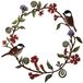 Ibenzoa® Krans décorative en métal unique avec feuilles couleur rouille et motif oiseau pour intérieur et extérieur
