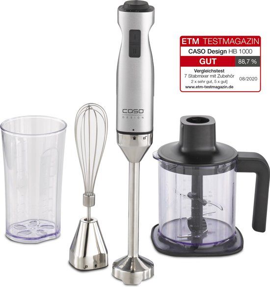CASO HB 1000 Staafmixer Set - 1000W - Zwart/RVS/Transparant