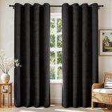 FIDEBEY Joydeco Zwarte gordijnen, 213 cm lang, verduisteringsgordijnen, 2 x 2 panelen, totale kamer met warmte-isolerende textuur, gordijnen voor slaapkamer, woonkamer, 132 x 213 cm, zwart