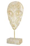 GILDE Decoratieve sculptuur hoofd masker - om neer te zetten - kleur/wit/goud, met versieringen - hoogte 37 cm