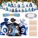 Adventskalender à remplir soi-même, 24 pochettes en tissu, 12x17 cm, bleu-gris