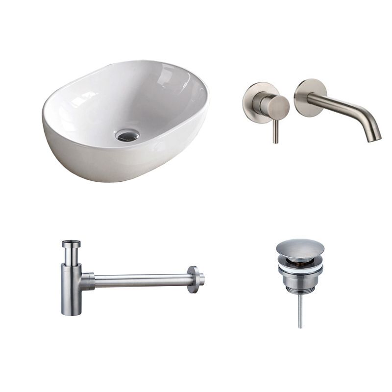 Badkamerplanet Waskomset Keramiek Milano Gun Metal Inbouwkraan 48x35x14 cm