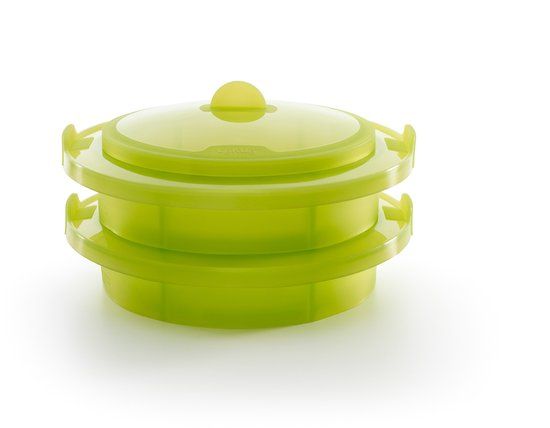 Lékué Magnetron Stoompan Stapelbaar - Siliconen - Green
