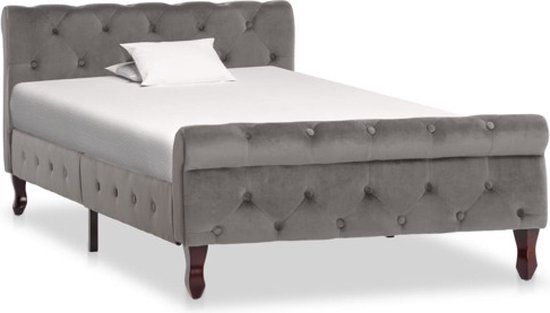 vidaXL Bedframe fluweel grijs 100x200 cm