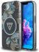 Guess MagSafe hoesje voor Apple iPhone 17e / 16e, IML Metal Glitter Flowers Triangle, Zwart