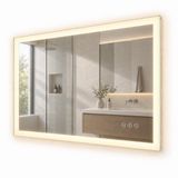 Merkloos Relaxdays Badkamerspiegel - 100x60 cm - met verlichting - touch - stopcontact