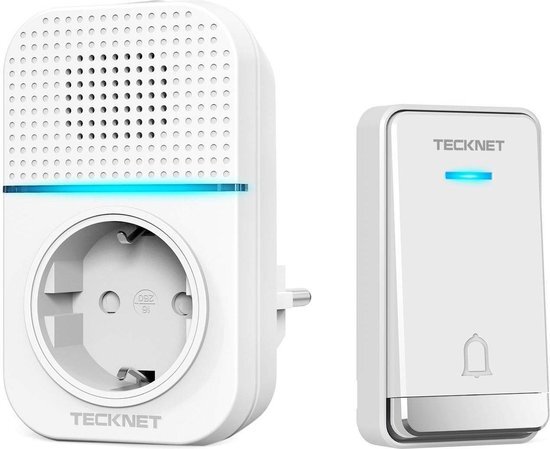 Tecknet draadloze deurbel met 1 ontvanger inclusief stopcontact Duurzame zender zonder batterijen