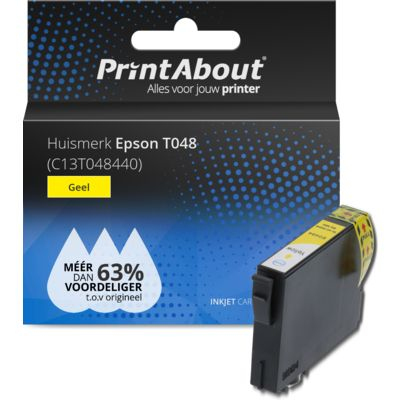 PrintAbout Huismerk Epson T0484 (C13T048440) Inktcartridge Geel