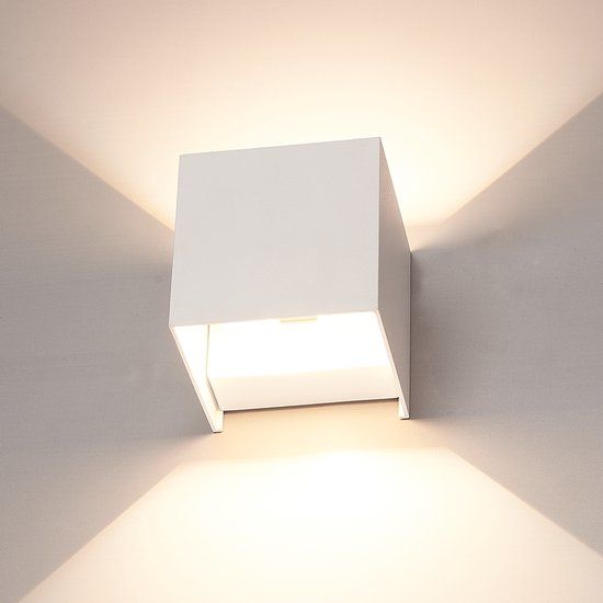 HOFTRONIC Dimbare LED Wandlamp Kansas Wit 7 Watt 3000K Up & Down Light IP65
