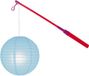 Merkloos Lampionstokje 40 cm - met lampion - licht blauw - D25 cm