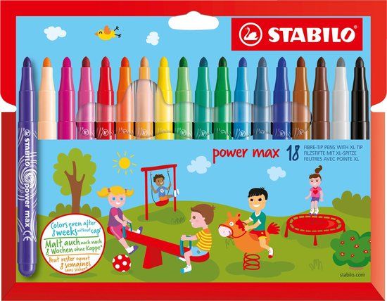 STABILO power max - Viltstift - 18 kleuren - 3.0 mm punt