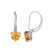 Cavill - Elegante Zilveren Oorbellen - 925 Sterling Zilver Gerhodineerd - Braziliaanse Citrien 0,925 ct - Ronde Slijpvorm