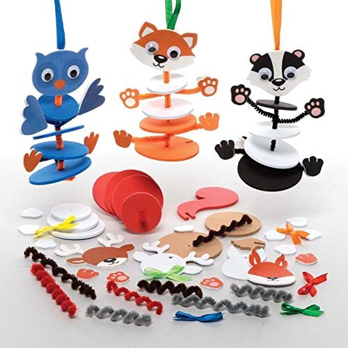 Baker Ross FE847 Stapelbare bosdieren set- pak van 6, foam knutsel activiteiten voor kinderen om te maken, versieren en tentoon te stellen, een perfect cadeau voor creatieve kinderen