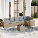 Maison Exclusive - Ensemble de jardin, 7 pièces, avec coussins, beige, en polyrotin