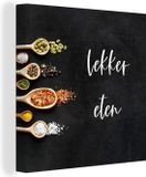 OneMillionCanvasses Canvas Schilderij Quotes - Specerijen - Kruiden - Spreuken - Lekker eten - 20x20 cm - Wanddecoratie