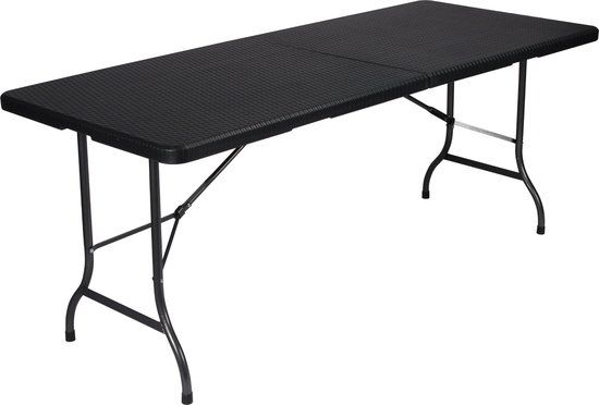 Perel Klaptafel - Inklapbaar - Weerbestendig - Rotanlook - Zwart