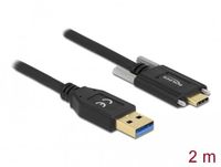 Delock SuperSpeed USB (USB 3.2 Gen 2) Cable Type-A male to USB Type-C™ male with screws on the sides 2 m
