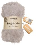 Halbach Seidenbänder Pluizige wol om te breien, bol van 50 g, breedte: 1 cm, kunstbontgaren om te knutselen, kleur: grijs