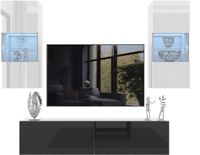 B BELINI GROUP BELINI Wandmeubel Milano 7 200 cm Wit/Zwart Hoogglans