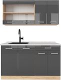 Vicco R-Line Cuisine pour une personne – 140 cm, WB Marbre anthracite brillant/chêne doré
