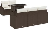 vidaXL - Tuinbank - Set - 6 - st - Bruin - en - Crème - poly - rattan