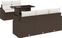 vidaXL - Banc de jardin - Set - 6 - pièces - Marron - et - Crème - poly - rotin