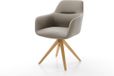 DELIFE Fauteuil Pejo-Flex cadre en bois angulaire naturel cuir véritable boue pivotant à 360° noyau à ressorts ensachés