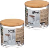 5five 2x Stuks watten houder/box 9,5 x 9,5 cm van kunststof/bamboe