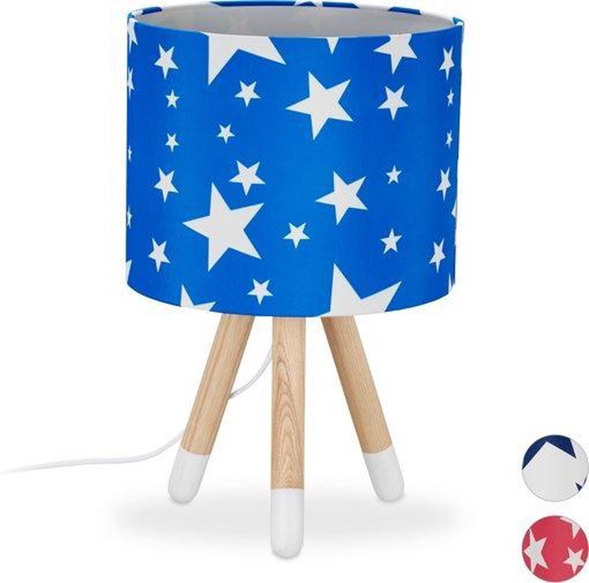 Relaxdays tafellamp Stars - E14 fitting - kinderlamp driepoot - kinderkamer - sterren blauw