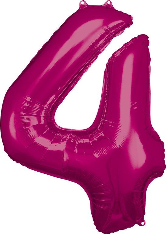 Amscan Folieballon Nummer 4 Roze 66 x 88 cm